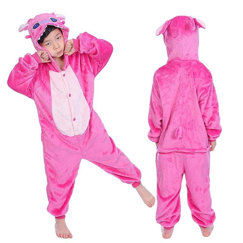 Dětský kostým Stitch na cosplay Flanelové pyžamo Anime Lilo & Stitch Kombinéza Overal Pyžamo Halloweenský kostým pro dítě