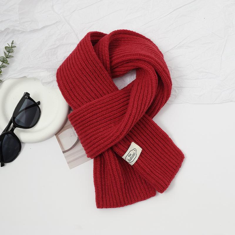 Scarf women's high-end sense autumn and winter new versatile solid color thickened warm wool knitted scarf scarf scarf