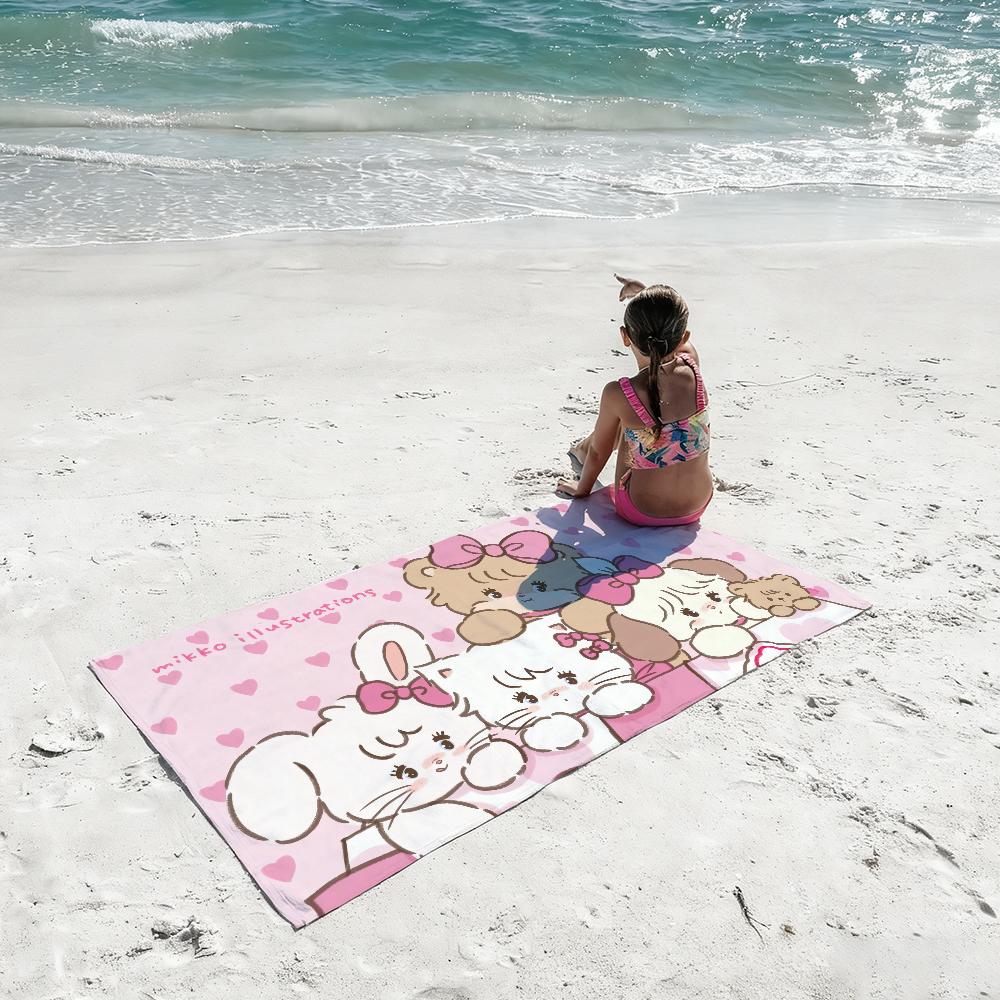 Cartoon M-Mikko Kawaii I-illustrations Towel Soft Lightweight Anti-Sand Large Beach Towel Quick-Drying Bath Sports Family