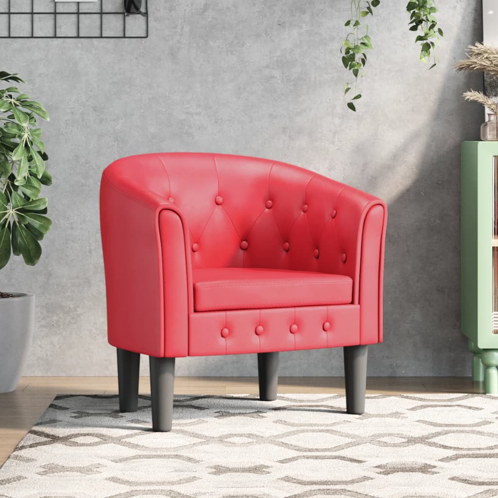 Club Armchair Red Faux Leather