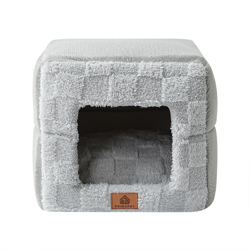 

Winter Cat Bed Cave-Cat Beds for Small Pets,Soft and Warm Cats House Tent Bed,Foldable and Washable with Removable Cushioned S 40X35X35CM серый