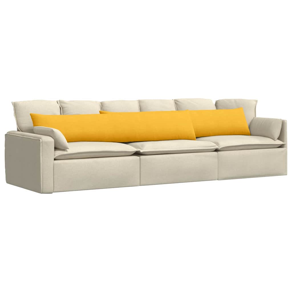 Sofa Cushions 2 Pieces Light Yellow 200 x 40 cm Cord Fabric
