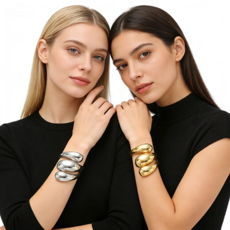 Exaggerated Personality Design Sense Metal Opening Multi-layer Wide Bracelet Women's Premium Sense Winding Bracelet Small Hand Arm Ring