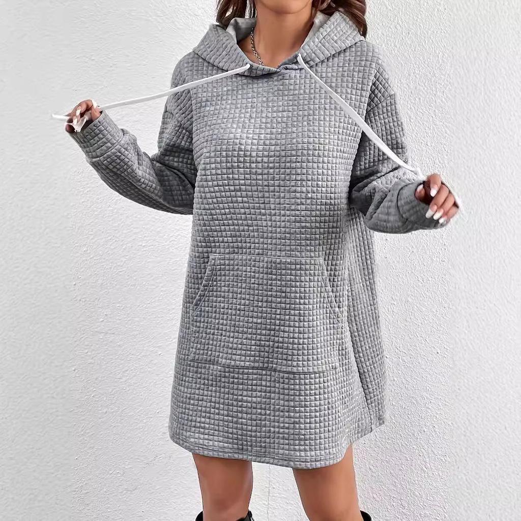 European and American Women's Fashion Casual Hooded Sweatshirt Dress