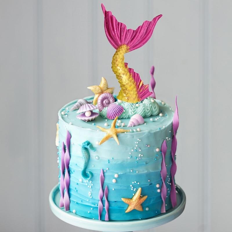 Easy Releasing Mermaids Tail Baking Mold Silicone Baking Supplies Fondant Mooulds Suitable for Cake Decorating Projects