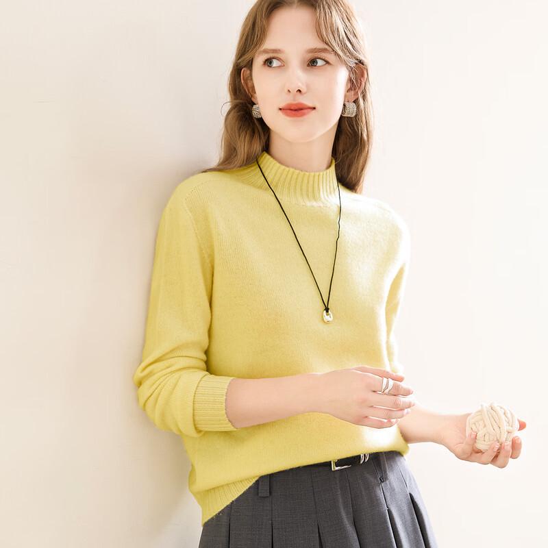 TUHUANG Women's Cashmere Wool Blend Half-High Neck Sweater