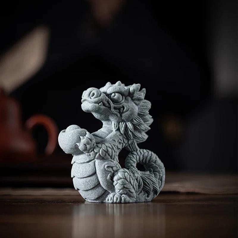 1PCS 10x6.4x10.5cm Stone Zodiac Dragon Ornament Divine Dragon Gift Lucky Desktop Mascot Office Home Decoration Gift