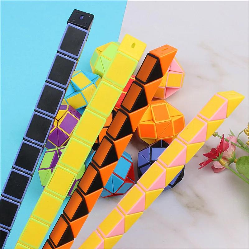 12/30Pcs Puzzle Folding Snake Ruler Puzzle Cube Educational Toys for Kids Birthday Party Favors Goodie Bags Filler School Reward