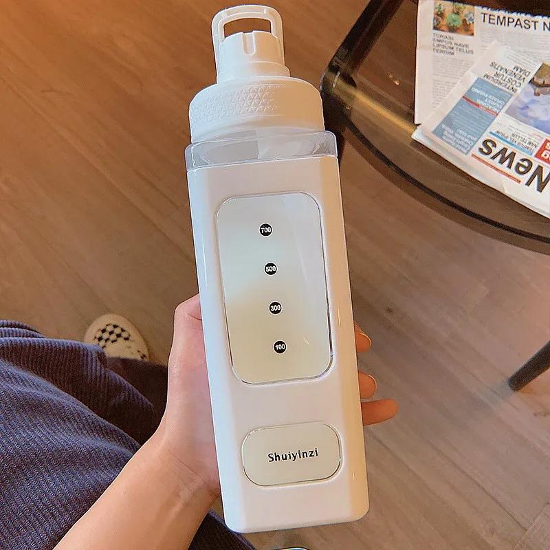 700/900ml Kawaii Pastel Water Bottle with Straw Girl Plastic Travel Tea Juice Milk Cup Portable Cute Shaker Drink Bottle Gift