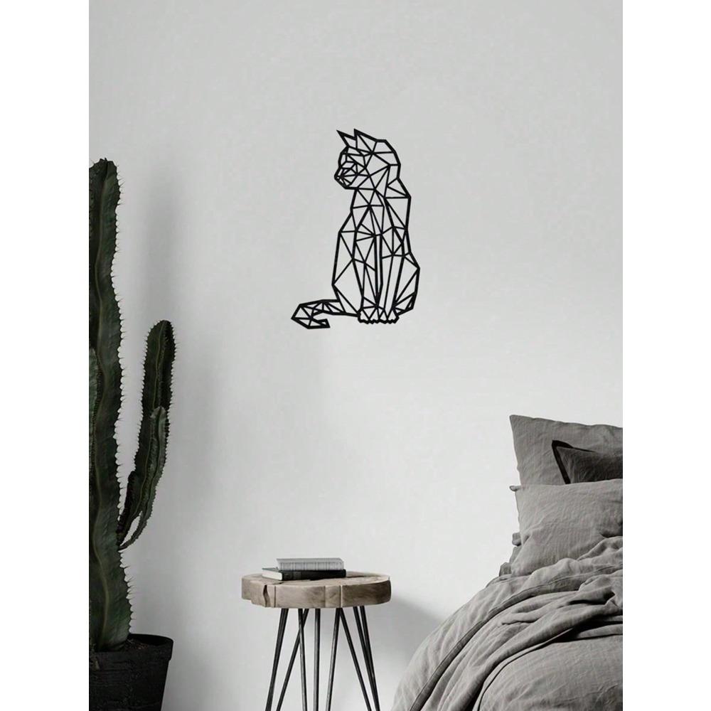 Wrought Iron Wall Decor Art Geometric Cat Metal Laser Cut Polygon