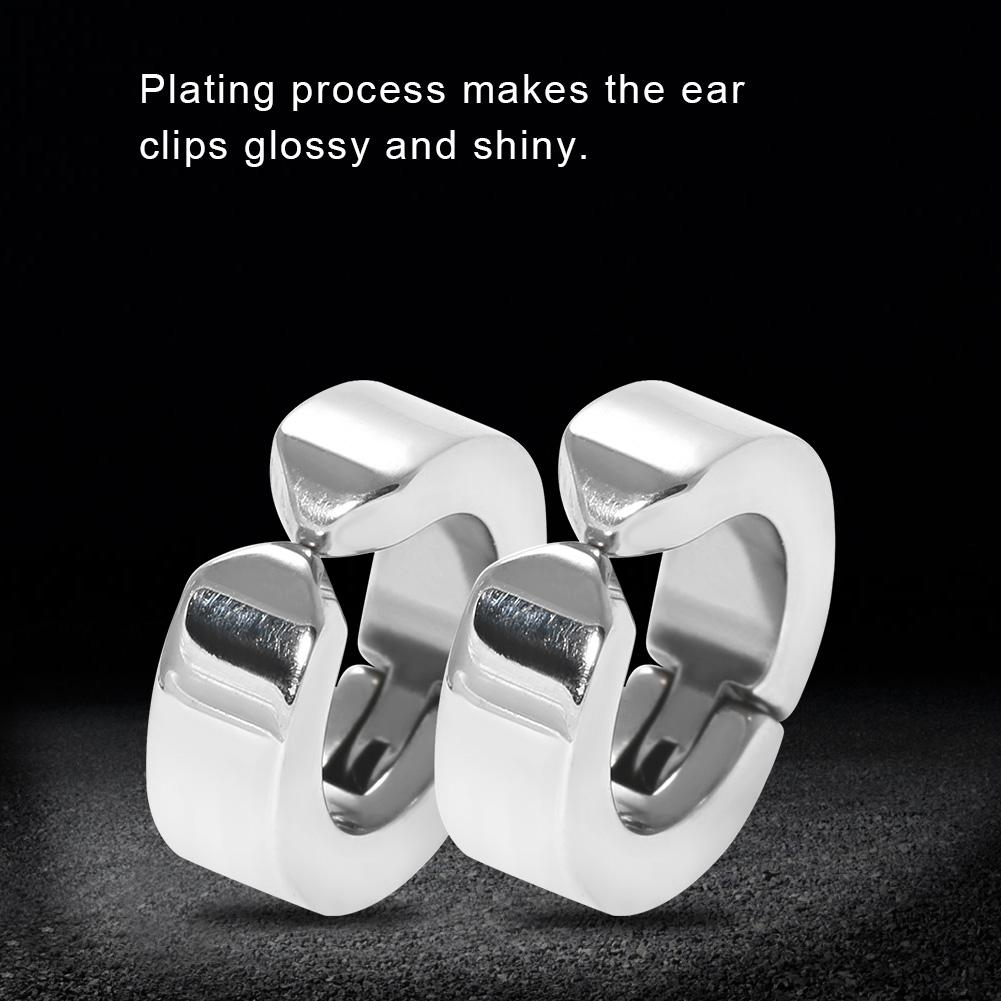 1 Pair Stylish Stainless Steel Ear Clips Earrings Ear Cuff Jewelry Gift (Silver Smooth Surface)