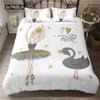 Ballet Dancing Girl Duvet Cover Set Cartoon Ballerinas Girl Bedding Set for Kids Teens Microfiber Double Queen King Quilt Cover
