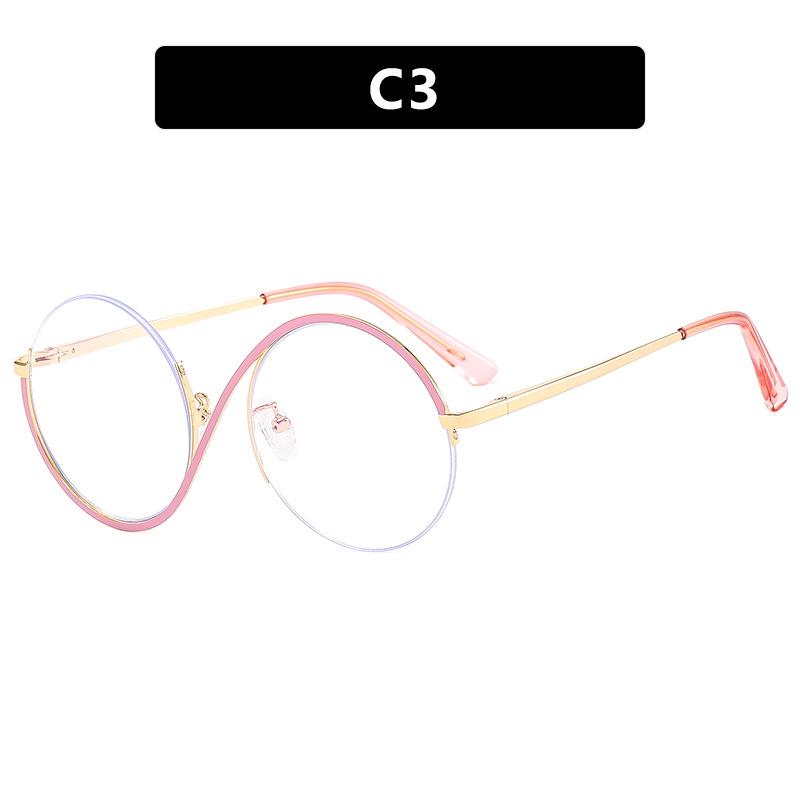 Eyeglasses Frame Half Geometric Design Trendy Round Shape Blue Blocking Light