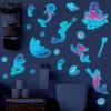 Under The Sea Glow In The Dark Wall Decals, Mermaids Seahorse Shells Luminous Sticker for Girls Room, Nursery, Bathroom, Ceiling, Wall Decor