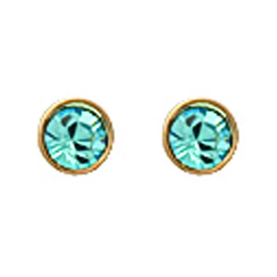 [L1148] - Aqua Gold 'Unique' Gold Plated Earrings - 3 Mm