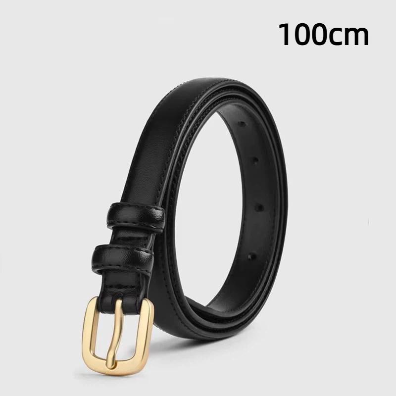 Women'S Belt With Fine Matching Western Pants 2Cm Wide Pu Leather Metal Buckle Belt Simple Versatile Decoration