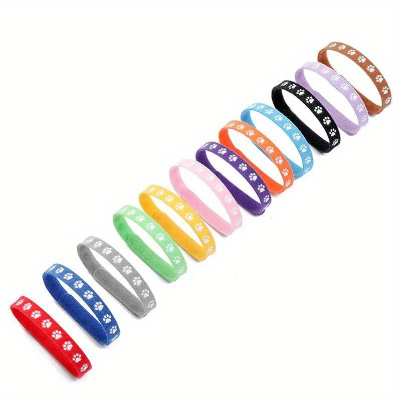 12pcs Pet Classification Collar Puppy Kitten Identification Footprint Collar Newborn Puppy Cat Birth Milk Dog Necklace Pet Supplies