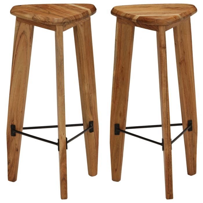Tabourets de bar - VIDAXL - Bois d'acacia massif - Marron - Lot de 2