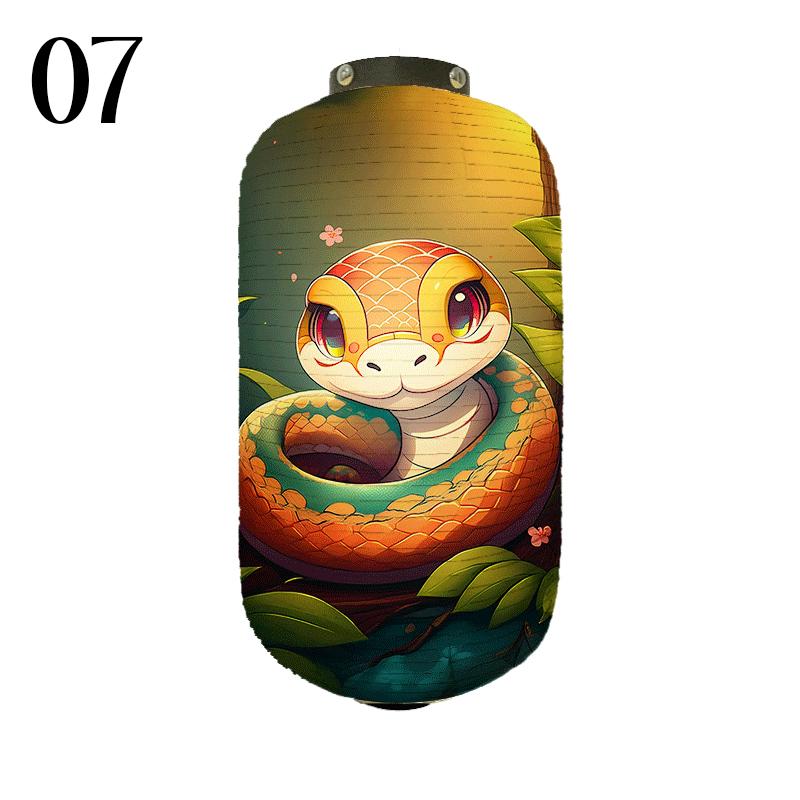 Japanese Style Cloth Lantern New Year Festival Mascots Zodiac Snake Printed Lantern Sushi Shop Bistro Restaurant Decor Ornaments