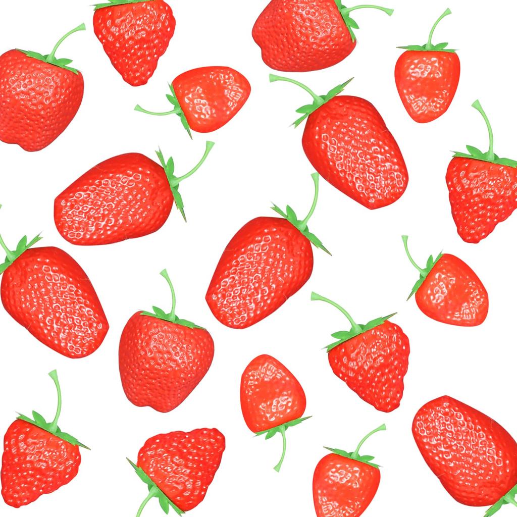 siawadeky 18-Piece Plastic Artificial Strawberry Sample Set, Food Model, Realistic Fake Strawberry Model for Photography Props, Display, Room Decor,