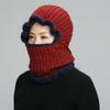 Women Men Thickening Knitted Warm Fleece Lining Scarf Conjoined Cap for Autumn Winter