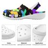 White EVA Clogs with Cute Cat Print, Lightweight Slip On Garden Shoes, Breathable Beach Sandals, Indoor Outdoor Slippers for Men Women