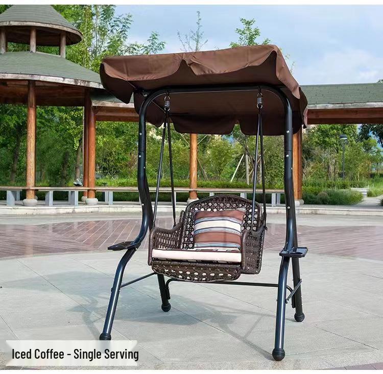 In-Stock Outdoor Hanging Swing Chair: Waterproof Wrought Iron Reclining Rocker for Balcony, Courtyard, or Garden