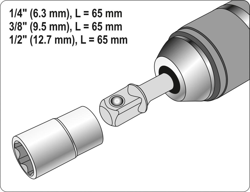 SDS Plus Adapter für 1/4'', 3/8'', 1/2'' Stecknüsse - Yt-04686