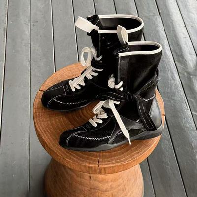 Ghete de box cu înălțare interioară pentru femei toamnă-iarnă 2025 retro tub mediu antrenament german modă botine scurte fermoar lateral șireturi ghete Martin