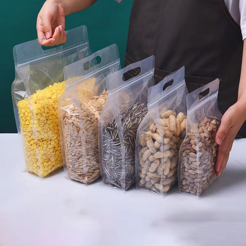 10Pcs Transparent Self Sealing Bag with Handle. Used for Storing Food. Portable Household and Commercial Food Packaging Bags
