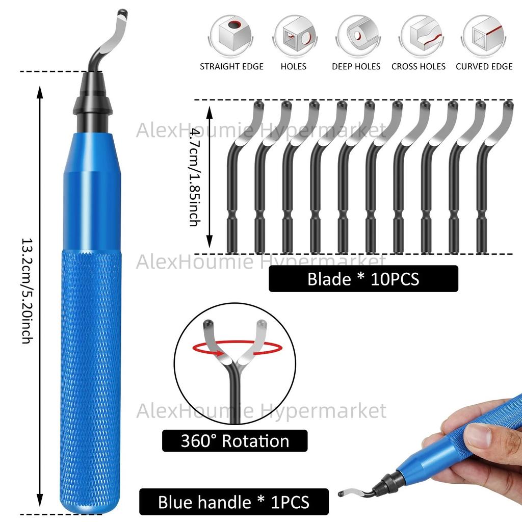 Deburring Tool with 10 High Speed Steel BS1010 Blades Precision Edge Burr Removal on 3D Printing Plastics Resin Art Metal Work