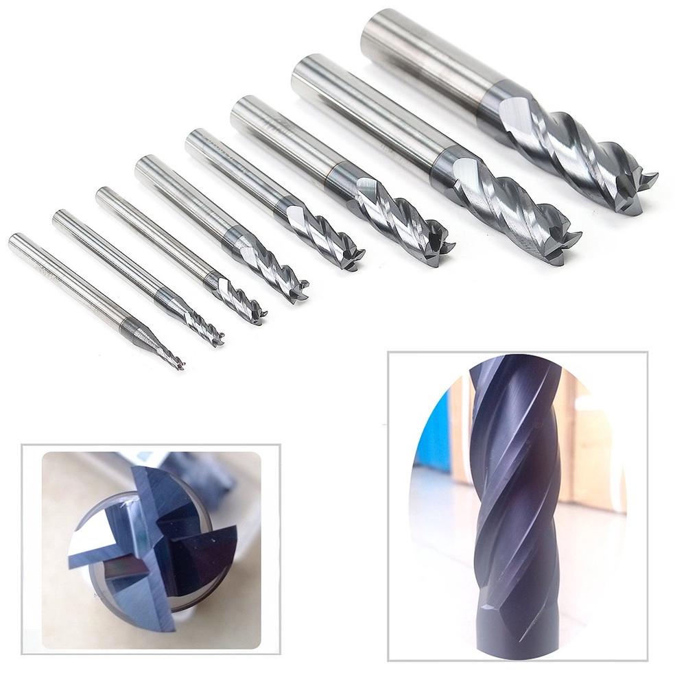 8pcs 4 Flutes Straight Shank Tungsten Steel Milling Cutter Tool CNC 2-12mm Carbide End Mill Set