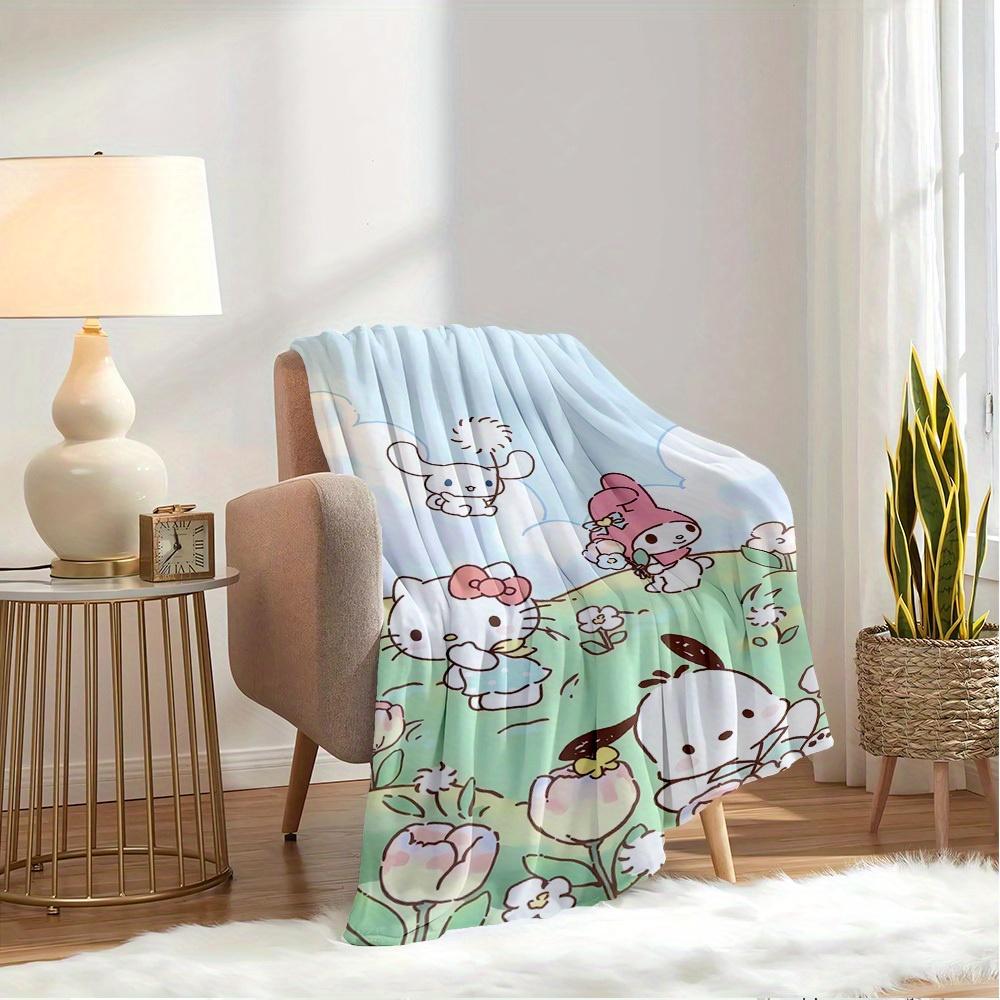 1pc Hello Kitty & Friends Cute Cartoon Character Home Decoration Blanket - Seasonal Universal Comfortable Washable Gift, Suitable for All Ag