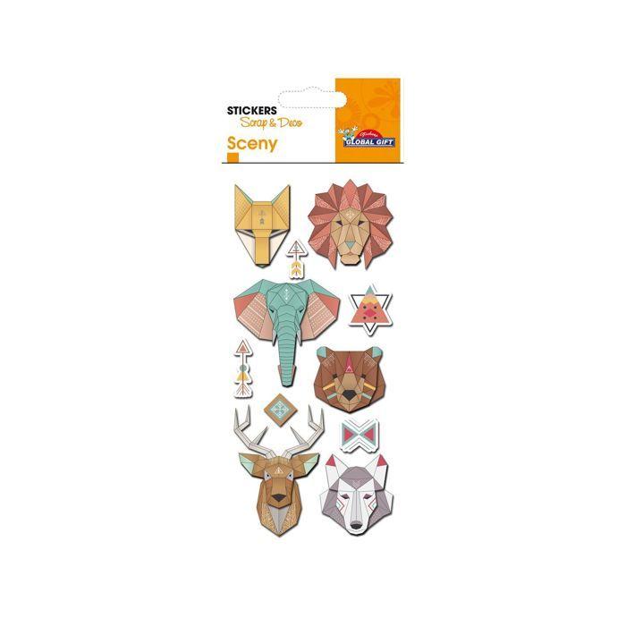 Autocollants en relief à dorures- Origami Animaux
