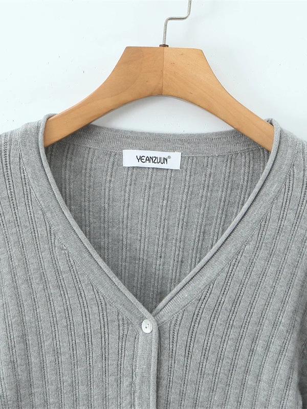 Korean Retro V-Neck Cardigan & High Waist Pleated Skirt Knit Set