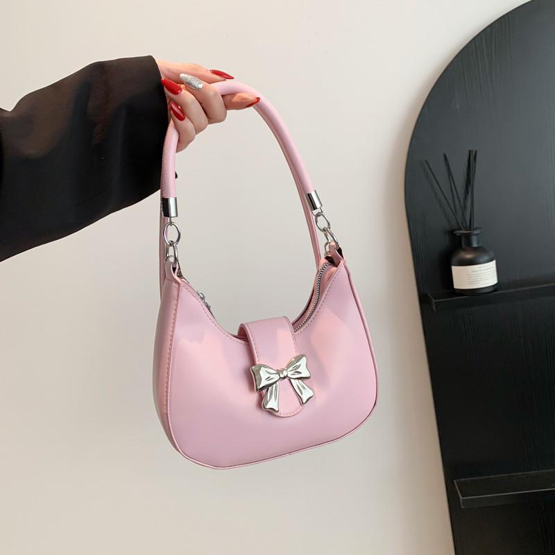 Trendy Ins Style Handbag 2024 Spring New Chic Butterfly Knot Single Shoulder Bag розовый