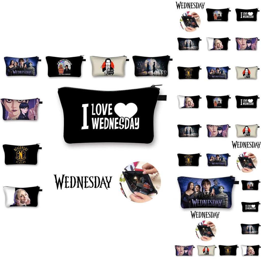 Wednesday The Adams Family Zipper Hand Bag Large Capacity Cosmetic Storage Bag