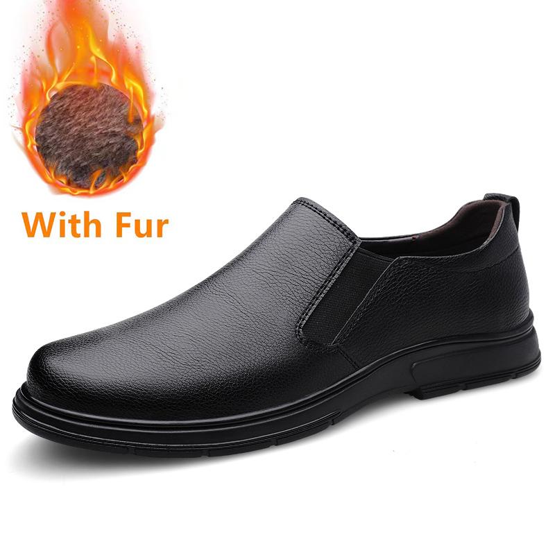 

Осенне-зимние мужские мокасины из мягкой натуральной кожи, прогулочные туфли на плоской подошве, модные мужские теплые плюшевые туфли на меху, деловая обувь для отдыха на природе 46