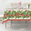 Christmas Holly Berry Bird Waterproof Tablecloth Table Decor Winter Xmas Holiday Kitchen Dining Tablecloth Christmas Decorations
