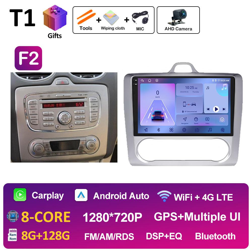 Car Video For Ford Focus 2 3 Mk2 Mk3 2004 2005 2006 2007 - 2011 Radio Player Wireless Carplay Android Auto Touch Screen No 2 Din