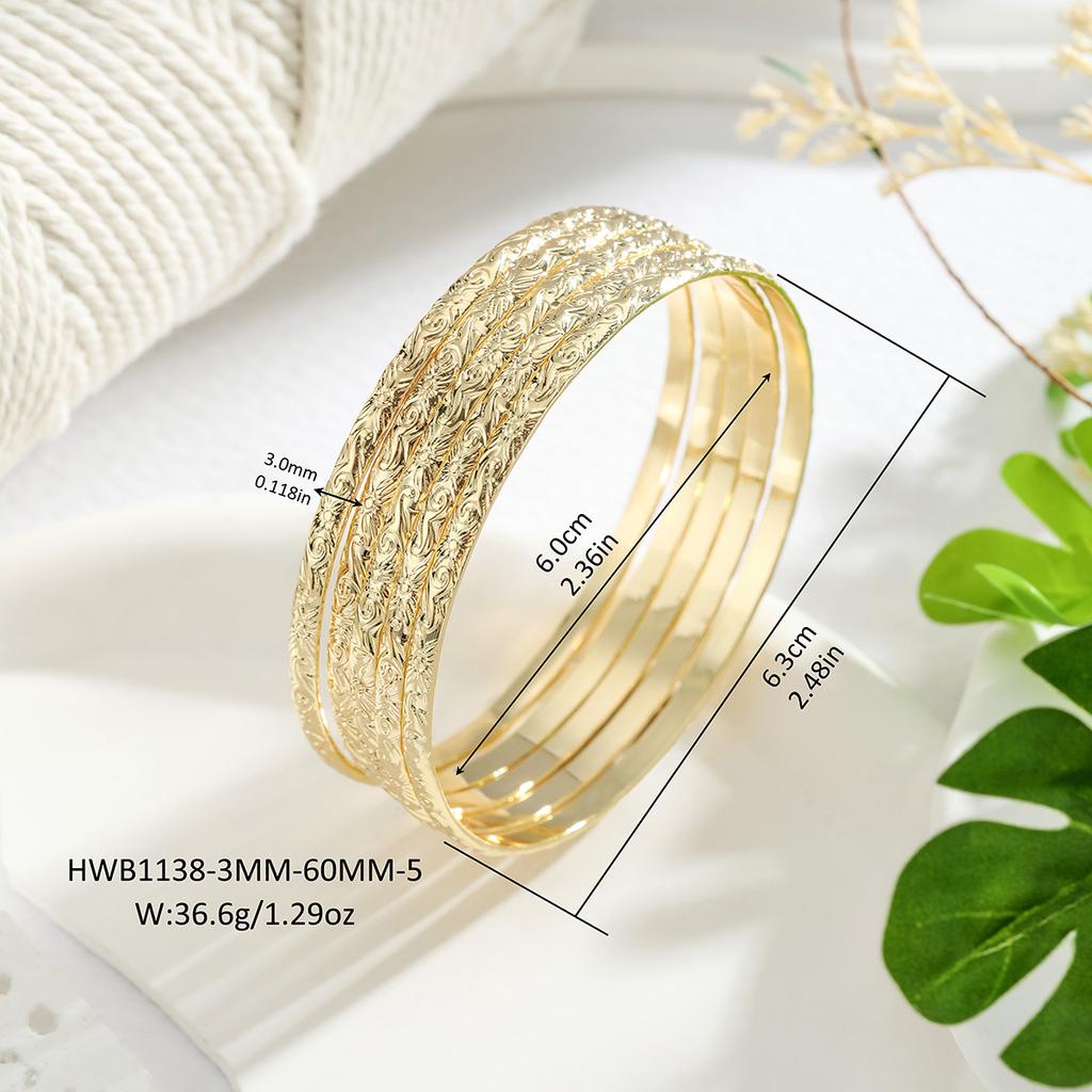 Gioielli Hawaiani Rame Placcato Oro 14k Spessore 3MM 5 Pezzi Per Set, Bracciale Hawaiano per Donne Festa