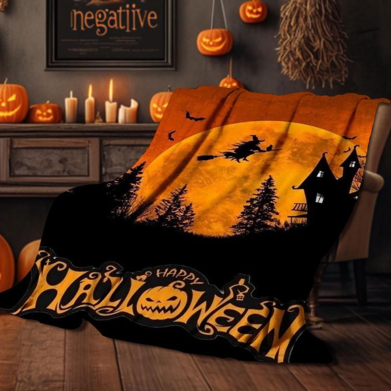 Halloween Print Flannel Blanket Soft Cozy Throw Bed Sofa Plush Fleece 70x100 To 150x200cm
