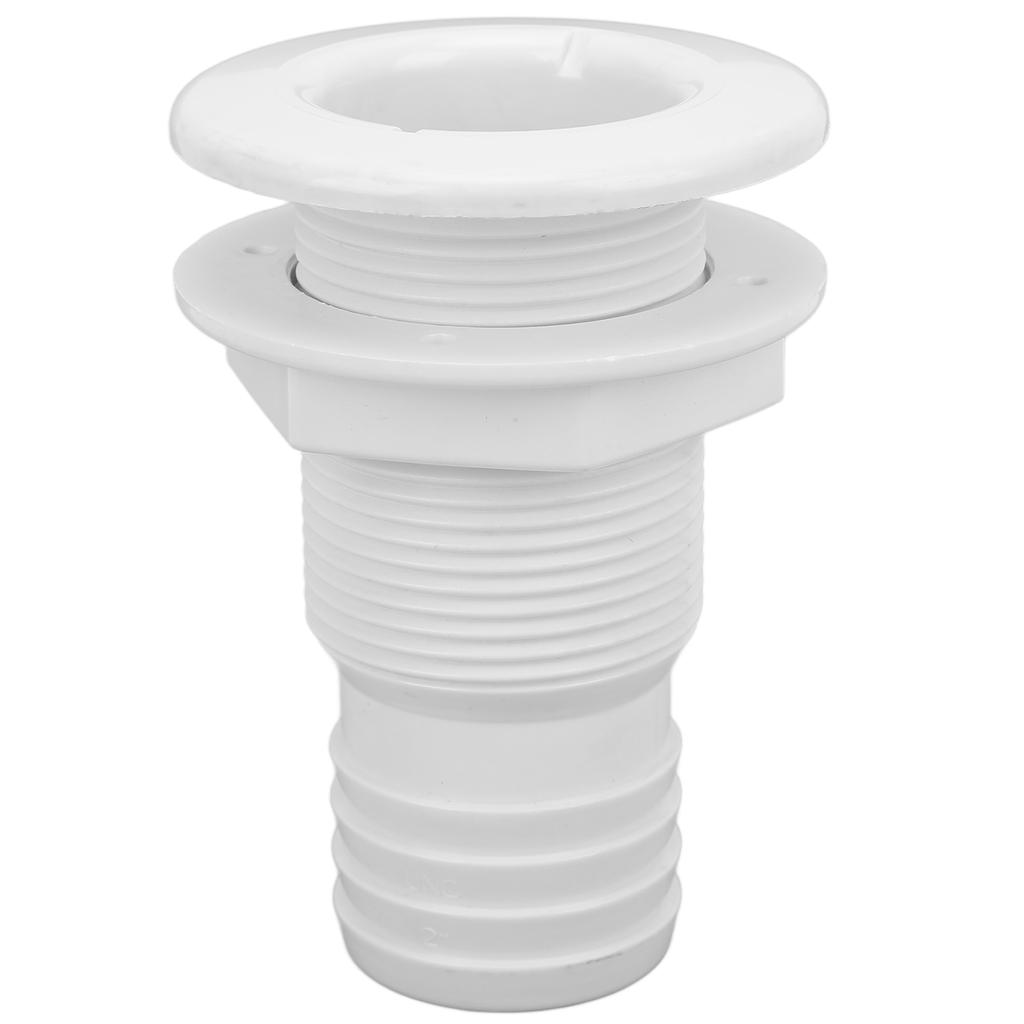 Marine Through Hull Fitting 2in White ABS Plastic Hose Coupler Drain Outlet Accessory
