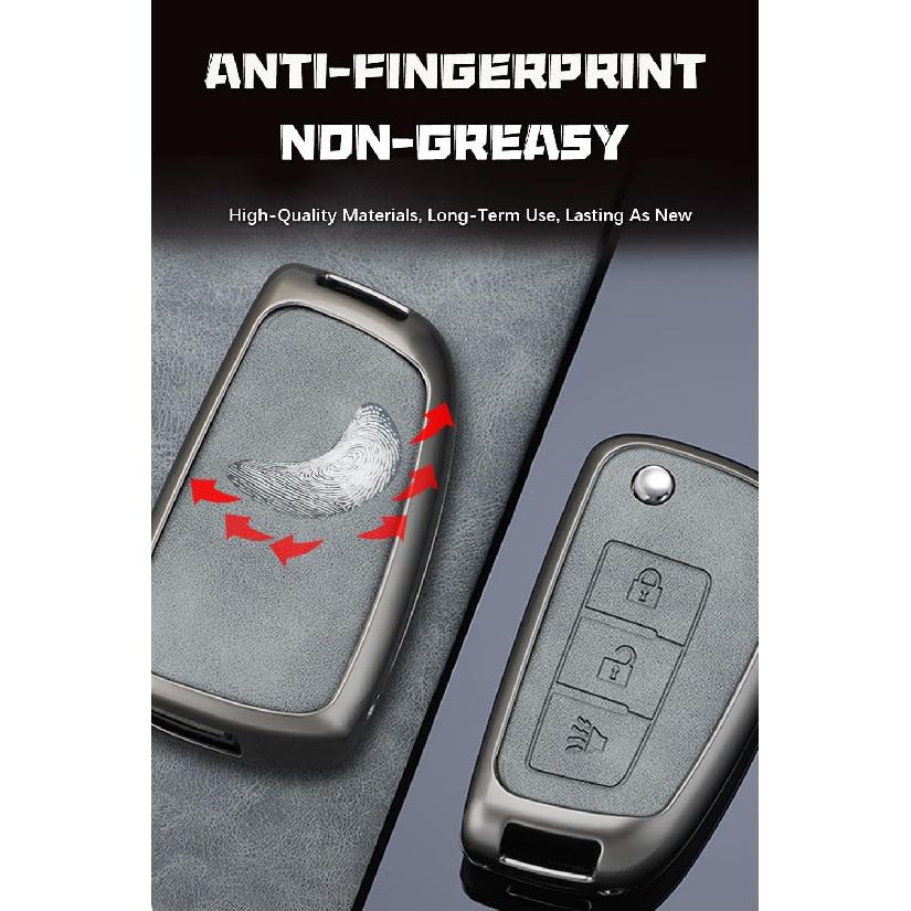 HIBEYO Folding 3 Button Key Fob Cover Compatible with Nissan Rogue Rogue Select Rogue Sport Sylphy Pulsar Sentra Key Cover Accessories with