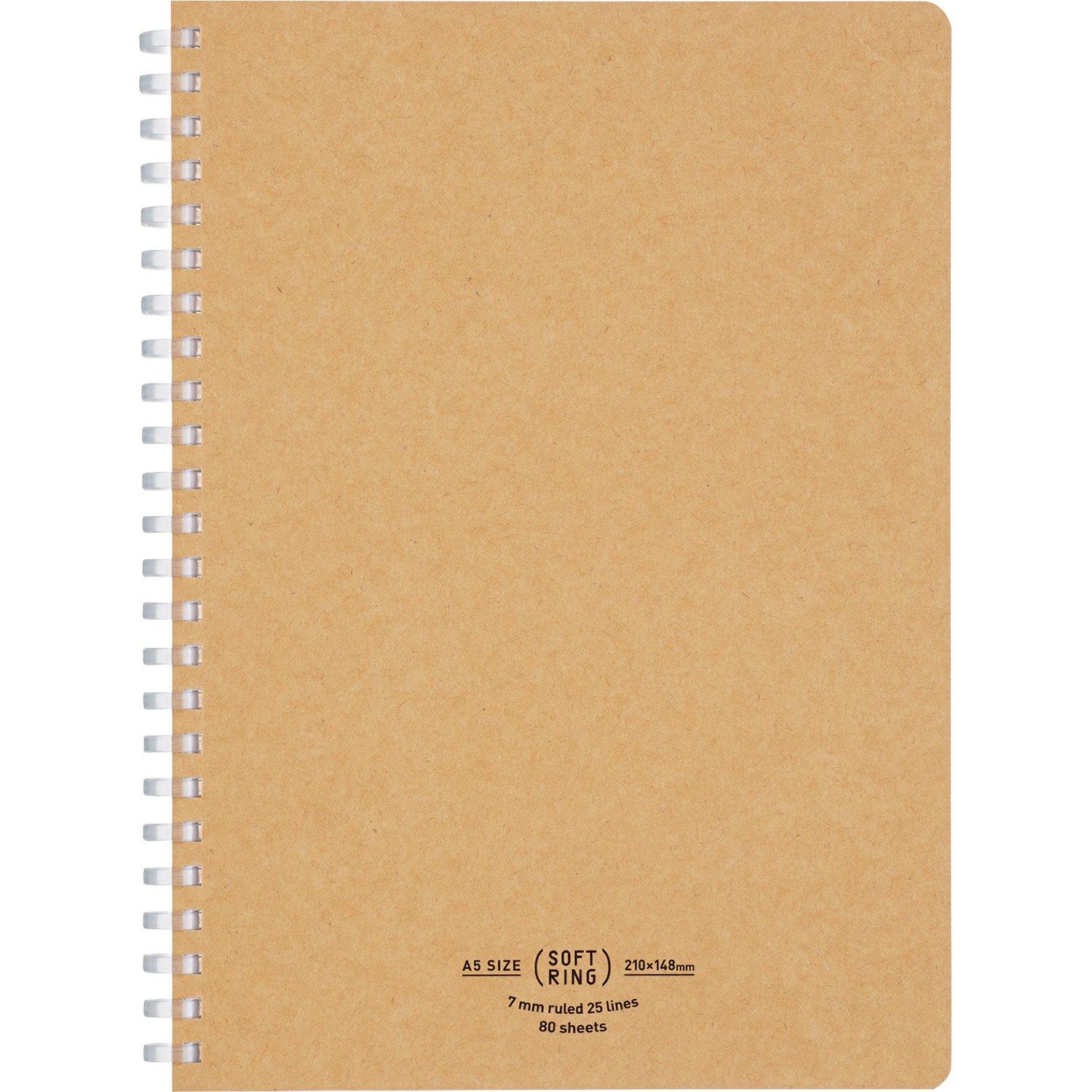 KOKUYO Soft Ring 80 A5 Brown Notebook, Natural, pages, size, Ruled, (Su-SV638A-S Beige)