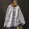 Women Vintage Print Floral Jackets Button Patchwork Pockets Coats Autumn Loose Chinese Style Jackets
