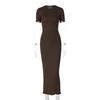 Summer Fashion Round Neck Slim Fit Back Lace Up Long Sleeved Evening Dresses