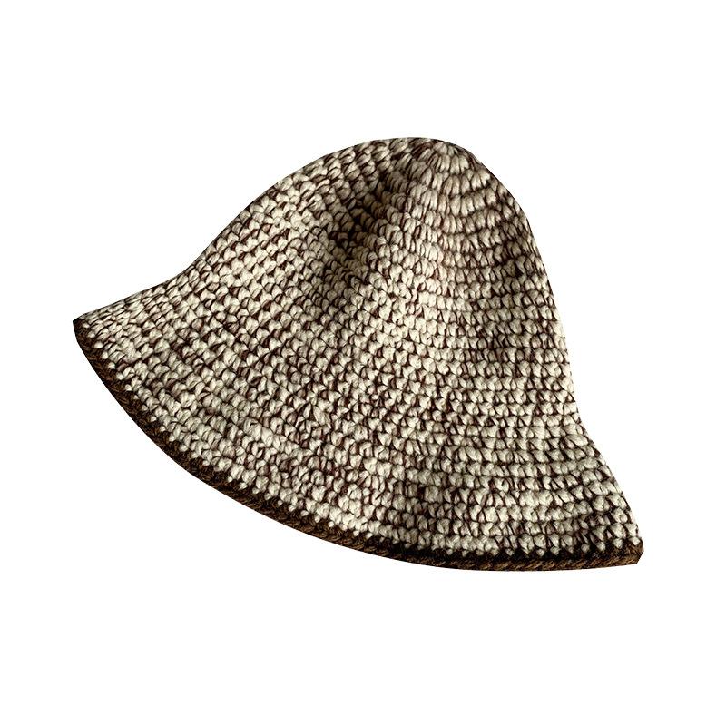 New retro knitted bucket hat women's autumn and winter fashion warm wool hat versatile basin hat tide
