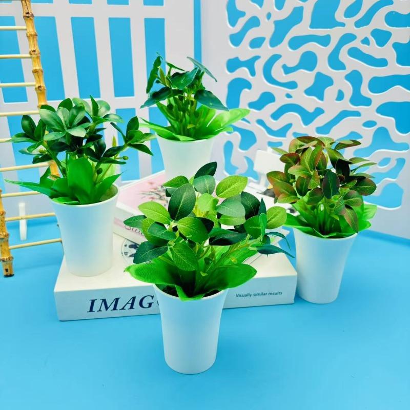 Artificial Green Plant Bonsai Plastic Plants Home Indoor Living Room Coffee Table Green Leaf Potted Plants Balcony