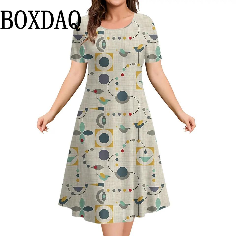 

Женские платья с принтом в горошек, летняя одежда, короткие рукава, свободное платье больших размеров, модное элегантное женское уличное мини-платье 5XL